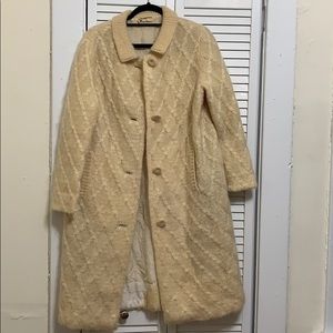 Vintage Cream Mohair Wool Maxi Jacket